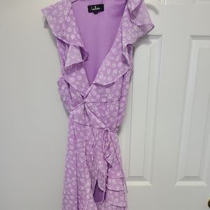 Lulus ruffle floral purple dress small